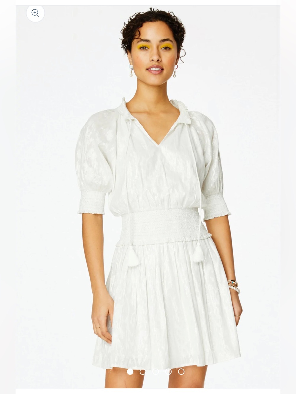Roller Rabbit Lurex Fil Coupe Fiorella Dress in Silver MED NWT